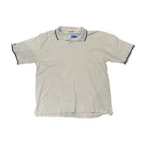 FILA Polo Shirt Light Blue Striped  Top Tenniscore Y2K Dadcore Preppy Men's 2XL